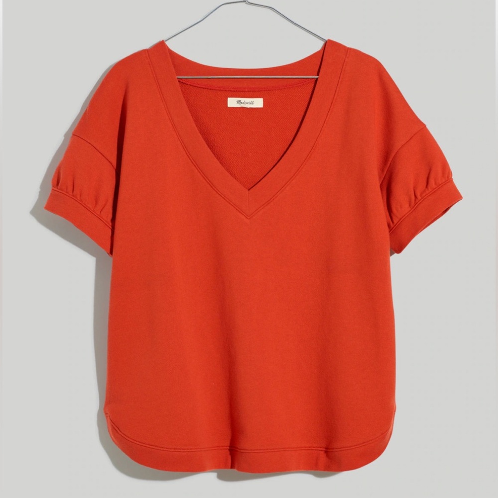 Madewell (Re)sourced French Terry Sweatshirt Tee Size Medium Fresh Chili
